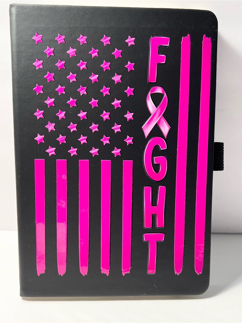 Fight Breast Cancer A5 Journal Notebook | Pink Ribbon Flag Hardcover Lined